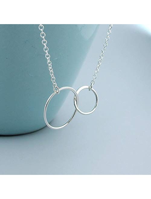 Unique Bargains Gifts Necklaces Sterling Silver Necklace Friendship Eternity Pendants Two Interlocking Infinity Circles Pendant Gift Card Friends Love Jewelry