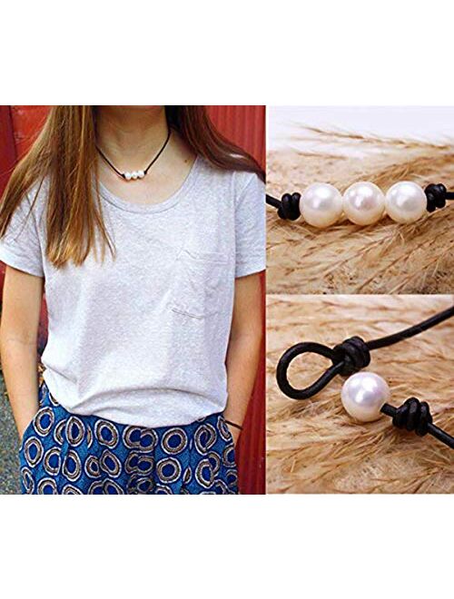 CENAPOG Pearls Shell Choker Necklace for Women Seashell Necklace Puka Shell Necklace Handmade Fashion Hawaiian Jewelry for Girls