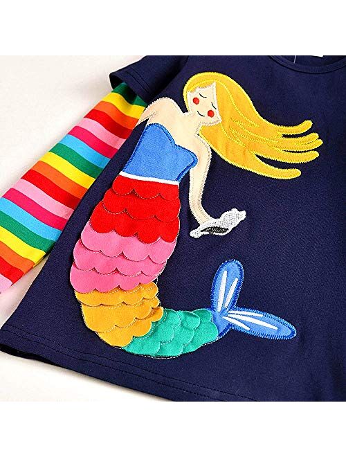 VIKITA Girls Dresses Cotton Embroidery Long Sleeve Toddler Dress 2-8 Years