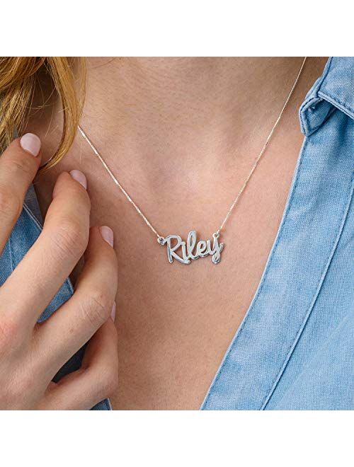 MyNameNecklace Personalized Cursive Name Necklace- Custom Made Precious Metals Sterling Silver 925 & Gold Jewelry Nameplate Gift for Christmas
