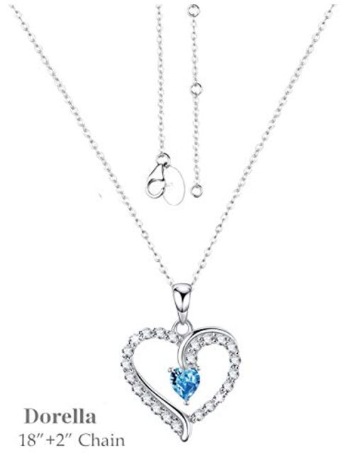 Dorella Christmas Birthday Gifts for Wife December Birthstone Blue Topaz Necklace Women Love Heart Sterling Silver Fine Jewelry