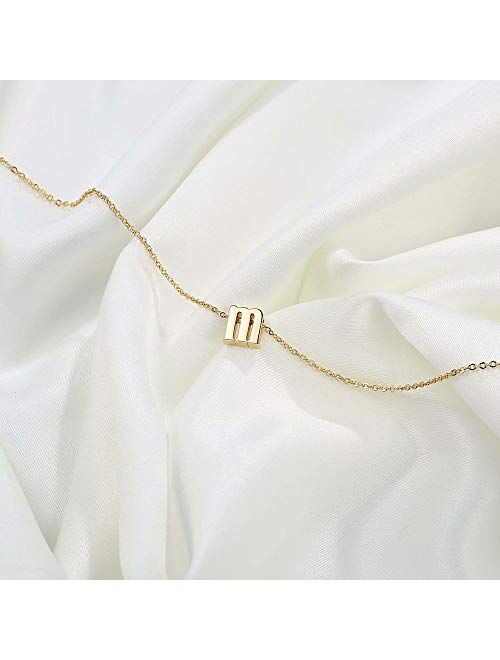 Dainty Tiny Initial Necklace, 14K Gold Plated Lowercase Letter Necklace Small Initial Pendant Necklaces for Women Girls Personalized Minimalist Delicate Monogram Children