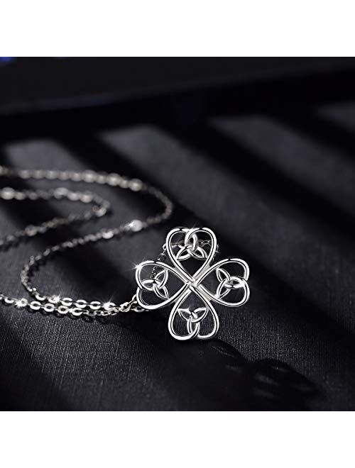 INFUSEU Sterling Silver Celtic Knot Pendant Necklace for Women Irish Cross Tree of Life Trinity Eternity Love Jewelry
