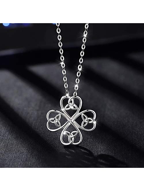 INFUSEU Sterling Silver Celtic Knot Pendant Necklace for Women Irish Cross Tree of Life Trinity Eternity Love Jewelry