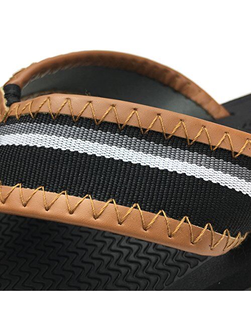 URBANFIND Men's Flip Flops Canvas Thong Sandals Flat Slide On TPR Non Slip Slippers