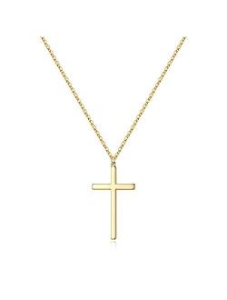 M MOOHAM Cross Necklace for Women, Dainty Gold Plated Cross Pendant Necklace Sideways Cross Choker Layered Cross Necklace for Women Girls