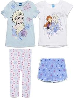 Frozen Kids 4 Piece Mix N' Match T-Shirt Shorts & Leggings Set