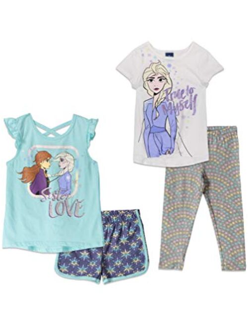 Disney Frozen Kids 4 Piece Mix N' Match T-Shirt Shorts & Leggings Set