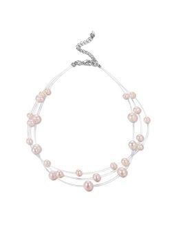 BULINLIN Layered Choker Freshwater Pearl Necklace - Fashion Jewelry Necklace Gifts for Women