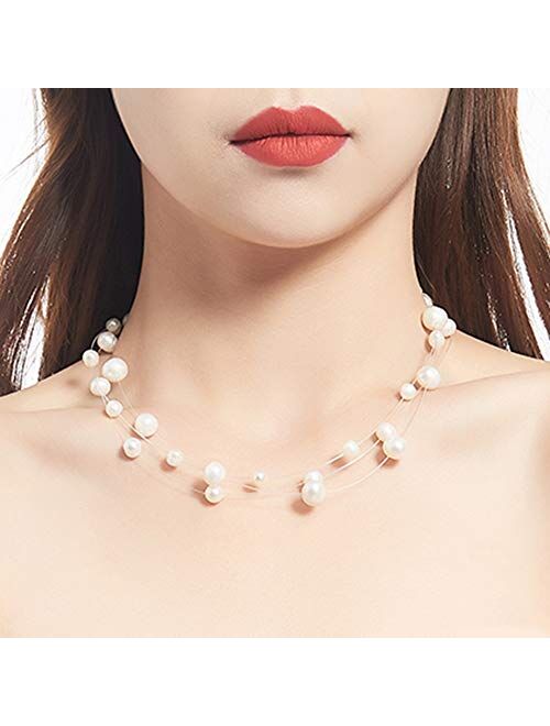 BULINLIN Layered Choker Freshwater Pearl Necklace - Fashion Jewelry Necklace Gifts for Women