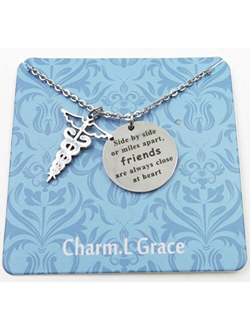 Charm.L Grace 3 Piece of Sisters Necklaces Keychain Set Heart Shape Puzzle Pendant