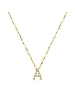 CZ Initial Necklaces for Girls Women - 14K Gold Filled Letter Necklaces Initial Necklaces for Women Teen Girls Little Girls Dainty Tiny Alphabet Initial Necklaces for Gir
