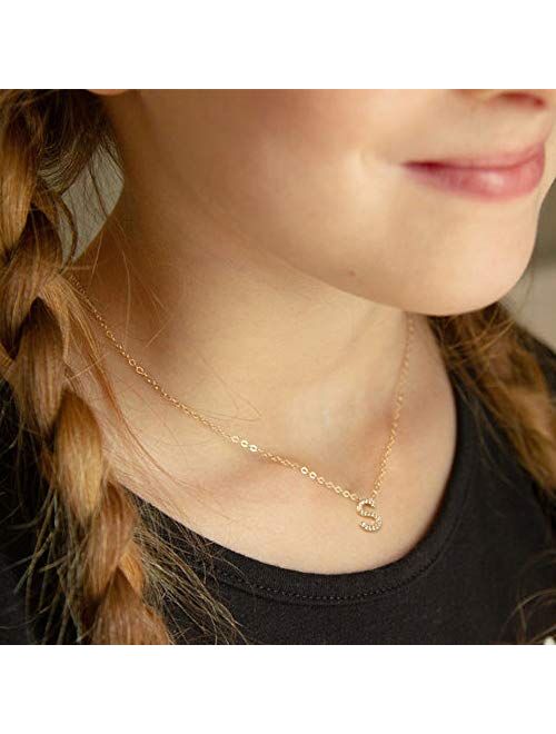 CZ Initial Necklaces for Girls Women - 14K Gold Filled Letter Necklaces Initial Necklaces for Women Teen Girls Little Girls Dainty Tiny Alphabet Initial Necklaces for Gir