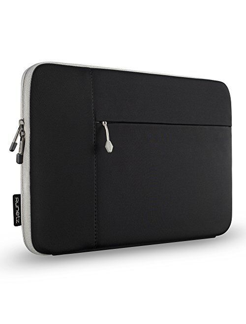 Runetz - 12-inch Black Neoprene Sleeve Case Cover for The New MacBook 12" with Retina Display and Laptop 12" - Black-Gray
