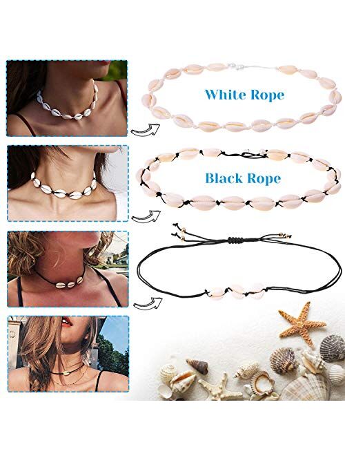 PAXCOO Chocker Necklaces for Women, 12pcs Shell Necklace Pearl Chokers Seed Bead Chokers for Vsco Girl Women and Teens