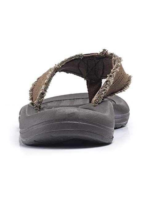 KRABOR Mens Flip Flops Comfort Arch Support Sport Thong Sandals for Outdoor Size 7-14