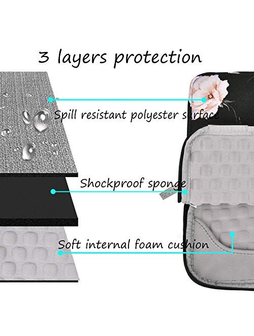 MOSISO Laptop Sleeve Case Polyester Camellia Multifunctional Briefcase Bag