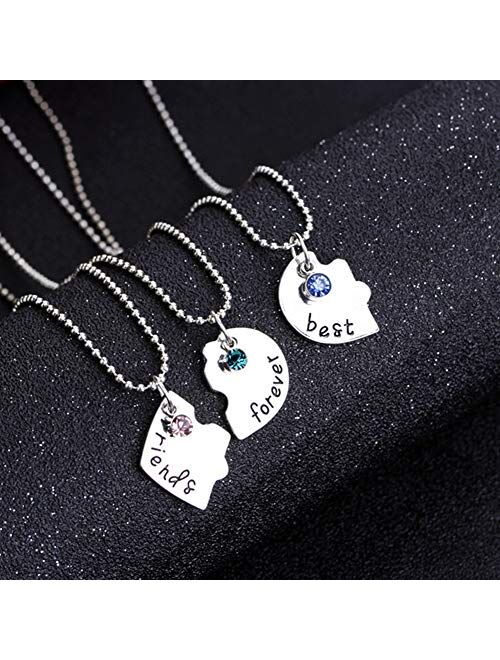 SIVITE Best Friends Forever and Ever Necklace with Crystal Broken Heart Charm Pendant Set Friendship Necklace