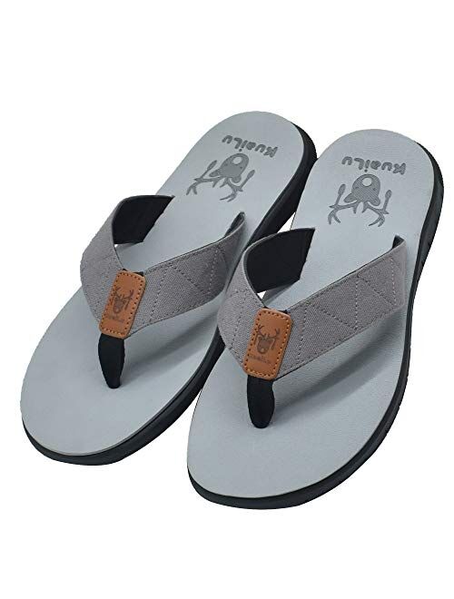 KUAILU Mens Flip Flops Comfort Thong Sandals Non Slip Rubber Sole Outdoor Lightweight Summer Beach