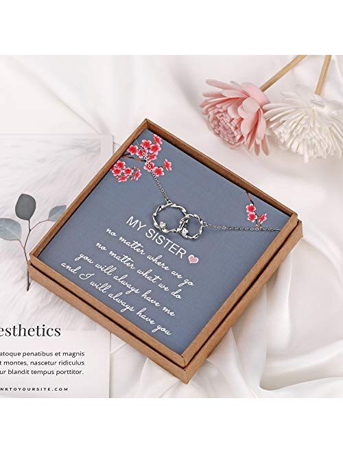Sister Gifts from Sister - Sterling Silver Interlocking Infinity 2 Circles Necklace for Sisters, Birthday Jewelry Friendship Gifts