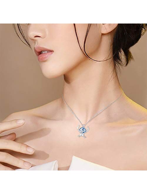 HANRESHE Long Chain Silver Plated Circles Chocker Necklace Women Cute Lilo Stitch Jewelry Best Friends Necklace for Girls Gift