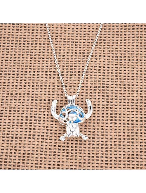HANRESHE Long Chain Silver Plated Circles Chocker Necklace Women Cute Lilo Stitch Jewelry Best Friends Necklace for Girls Gift