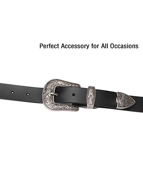 SUOSDEY Fashion Leather Belts for Women with Vintage Metal Buckle Belt Width1.1 Inch