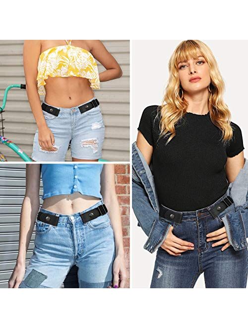 Women/Men Buckle Free Elastic Belt for Jeans, Ladies Invisible Belt Fits Waist 24-48 inches