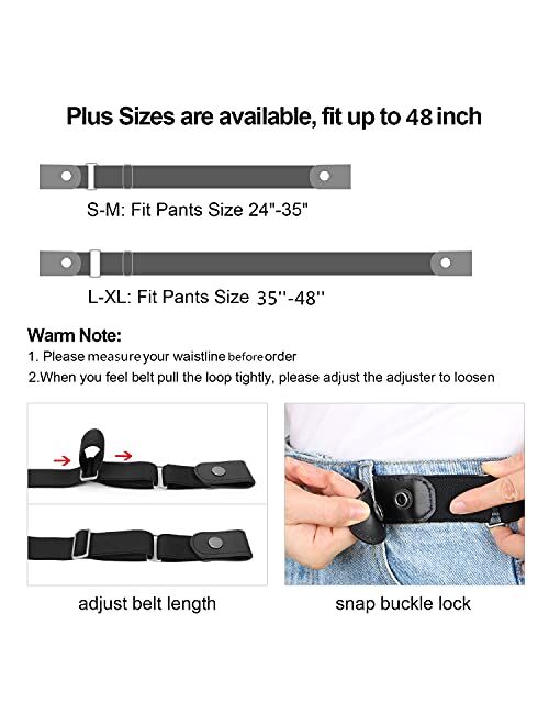Women/Men Buckle Free Elastic Belt for Jeans, Ladies Invisible Belt Fits Waist 24-48 inches