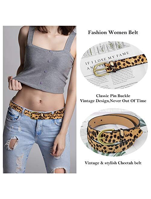 JIEDE Leopard Print leather Belt Women's fashion Waist Belt Ladies Haircalf Belt Casual Waistband