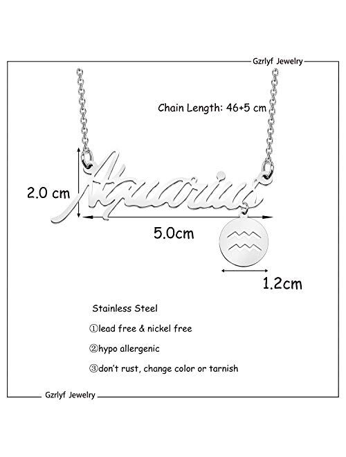 Gzrlyf Zodiac Signs Necklace Constellation Jewelry Birthday Gift for Her