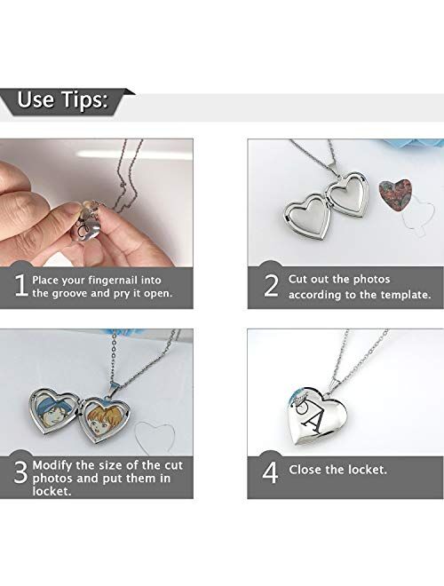 Butterfly Locket Necklace that Holds Pictures Initial Alphabet Letter Heart Shaped Photo Memory Locket Pendant Necklace