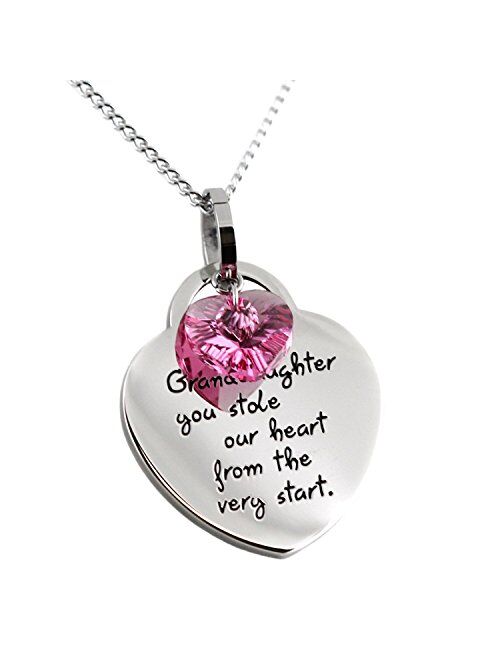 'Grandaughter, You Stole Our Heart from The Very Start' Pendant Necklace