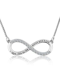 CharmSStory Mothers Day Mother Daughter Forever Love Infinity Sterling Silver Heart Necklace Pendant for Mom