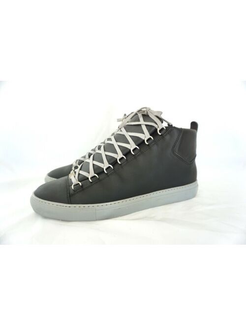 BALENCIAGA Mens Arena Leather High Top Sneakers Gray Size 11/44
