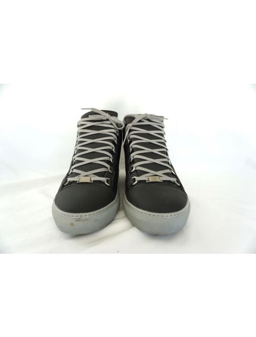 BALENCIAGA Mens Arena Leather High Top Sneakers Gray Size 11/44