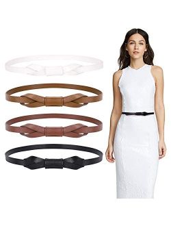 JASGOOD Women PU Leather Skinny Belt for Dress Adjustable Thin Waist Belt for Lady