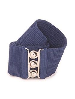 Malco Modes Luxury Vintage Adult Elastic Cinch Stretch Belt, Metal Hook and Eye Clasp Buckle, Elastic Core, Cotton-Covered