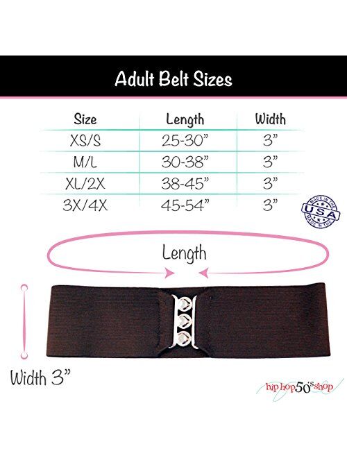 1950s Style 3 Wide Elastic Cinch Belt for Women Junior and Plus Sizes