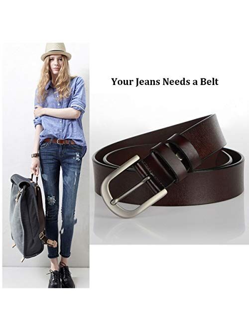 Womens Leather Belts for Jeans, Vonsely Women Leather Waist Belts for Pants