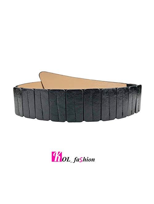 Women's Fashion Vintage Wide Waist Belt Elastic Stretch Cinch Belts With Interlock Buckle