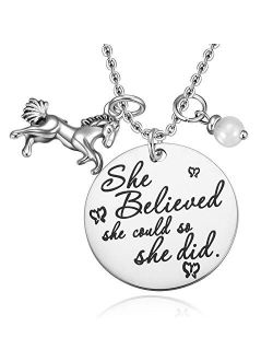 MIXJOY Horse Jewelry Gift for Girls Horse and Pearl Pendant Necklace for Girls Inspirational Gifts for Women Graduation Gift
