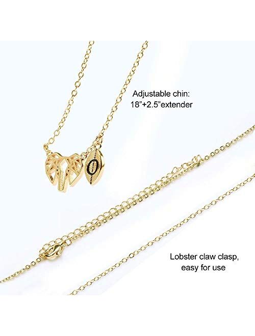MONOOC Dainty Necklace for Women Girls, 14K Gold Plated Lucky Horseshoe Geometric Origami Elephant Necklace Owl Butterfly Initial Leaf Necklace Elephant Horse Butterfly O