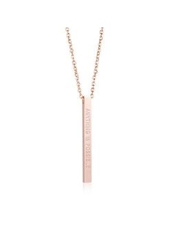 Joycuff Necklace for Women Vertical Bar Necklaces Pendant Jewelry Personalized Gift for Her Engraved Inspirational Message