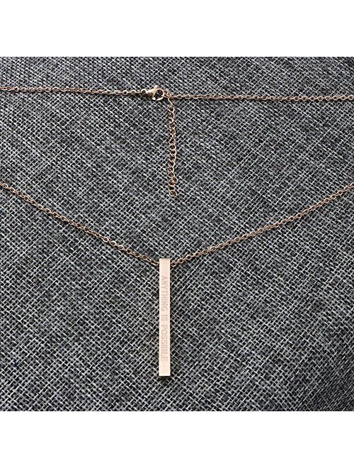 Joycuff Necklace for Women Vertical Bar Necklaces Pendant Jewelry Personalized Gift for Her Engraved Inspirational Message