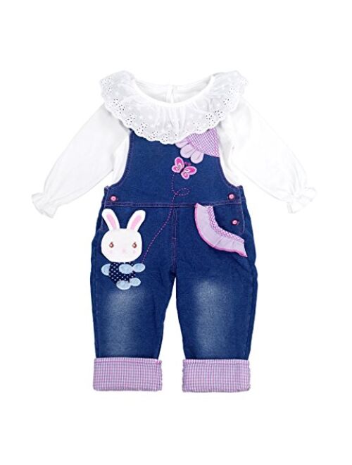 Chumhey Little Girls & Baby 2-Piece Cute Overalls Jeans Clothing Set