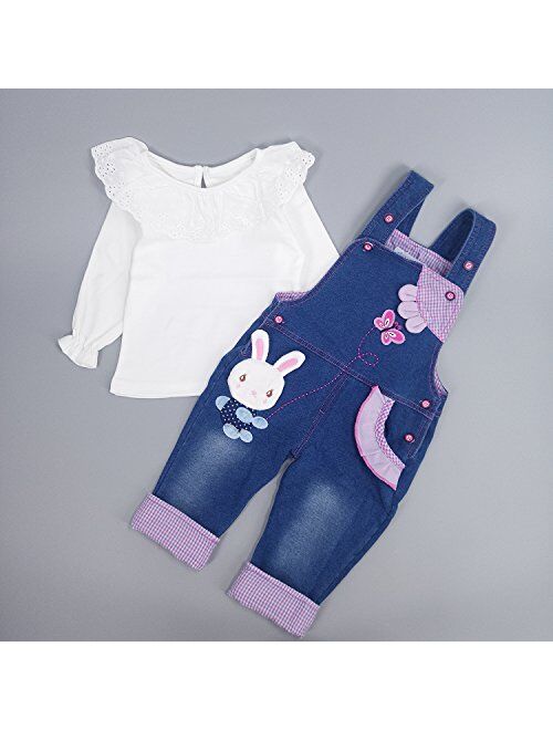 Chumhey Little Girls & Baby 2-Piece Cute Overalls Jeans Clothing Set