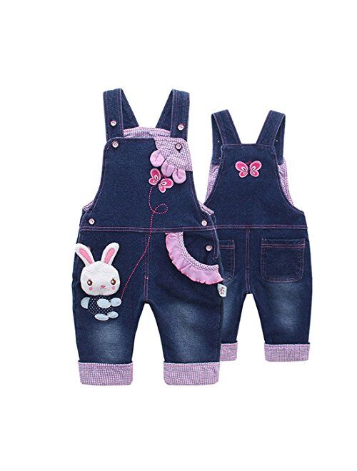 Chumhey Little Girls & Baby 2-Piece Cute Overalls Jeans Clothing Set