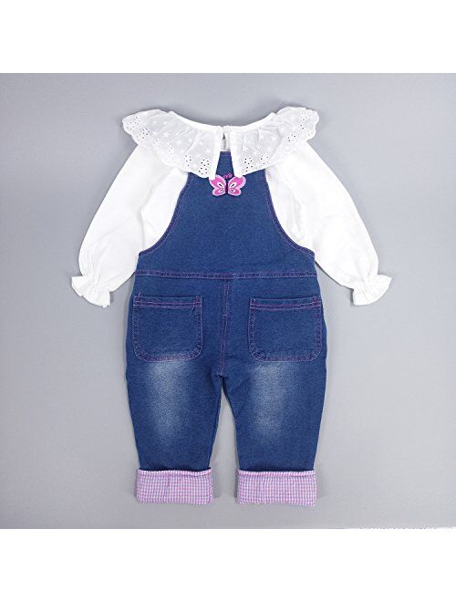 Chumhey Little Girls & Baby 2-Piece Cute Overalls Jeans Clothing Set