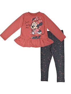 Minnie Mouse Girls Long Sleeve Ruffled T-Shirt and Leggings Set